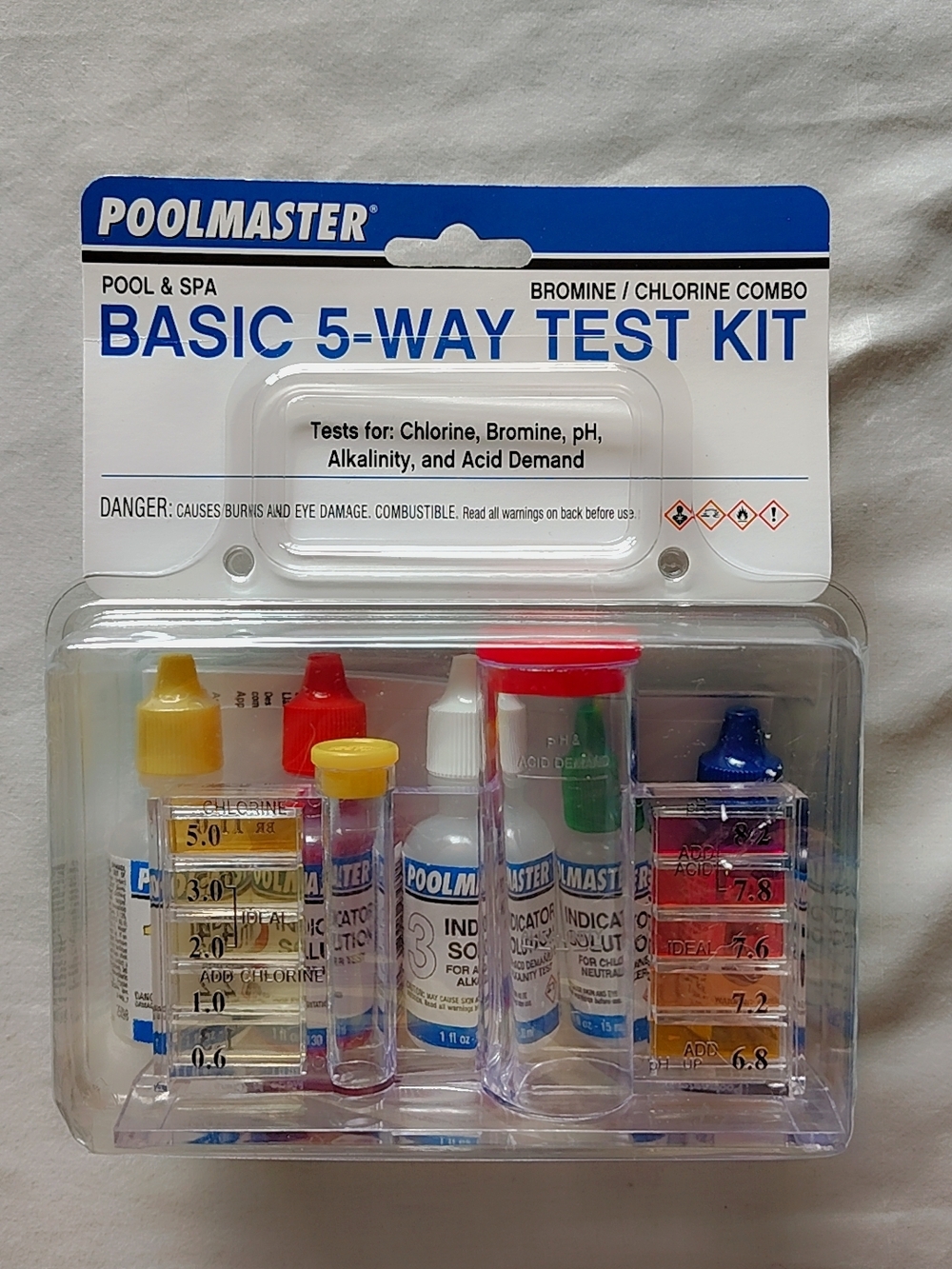 Poolmaster Basic 5-Way Test Kit - Yellow/Red/Blue/White